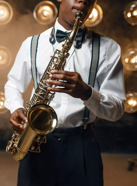 Man performing with saxophone