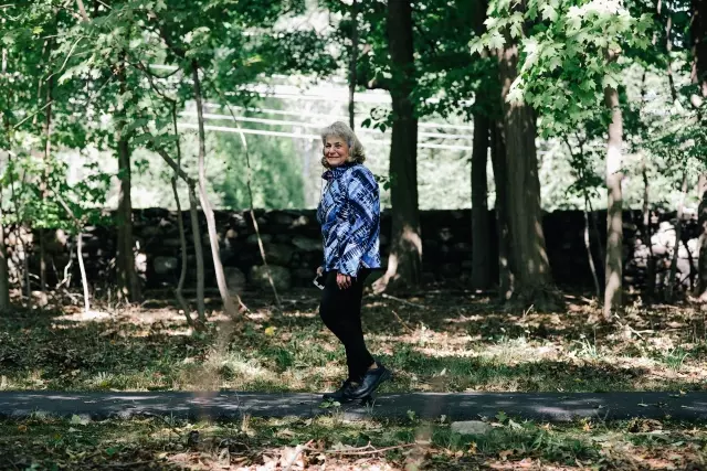 Senior woman walking outdoors