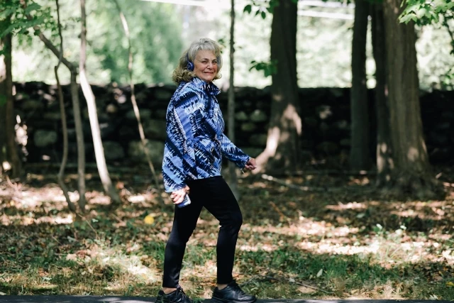 Senior woman walking outdoors