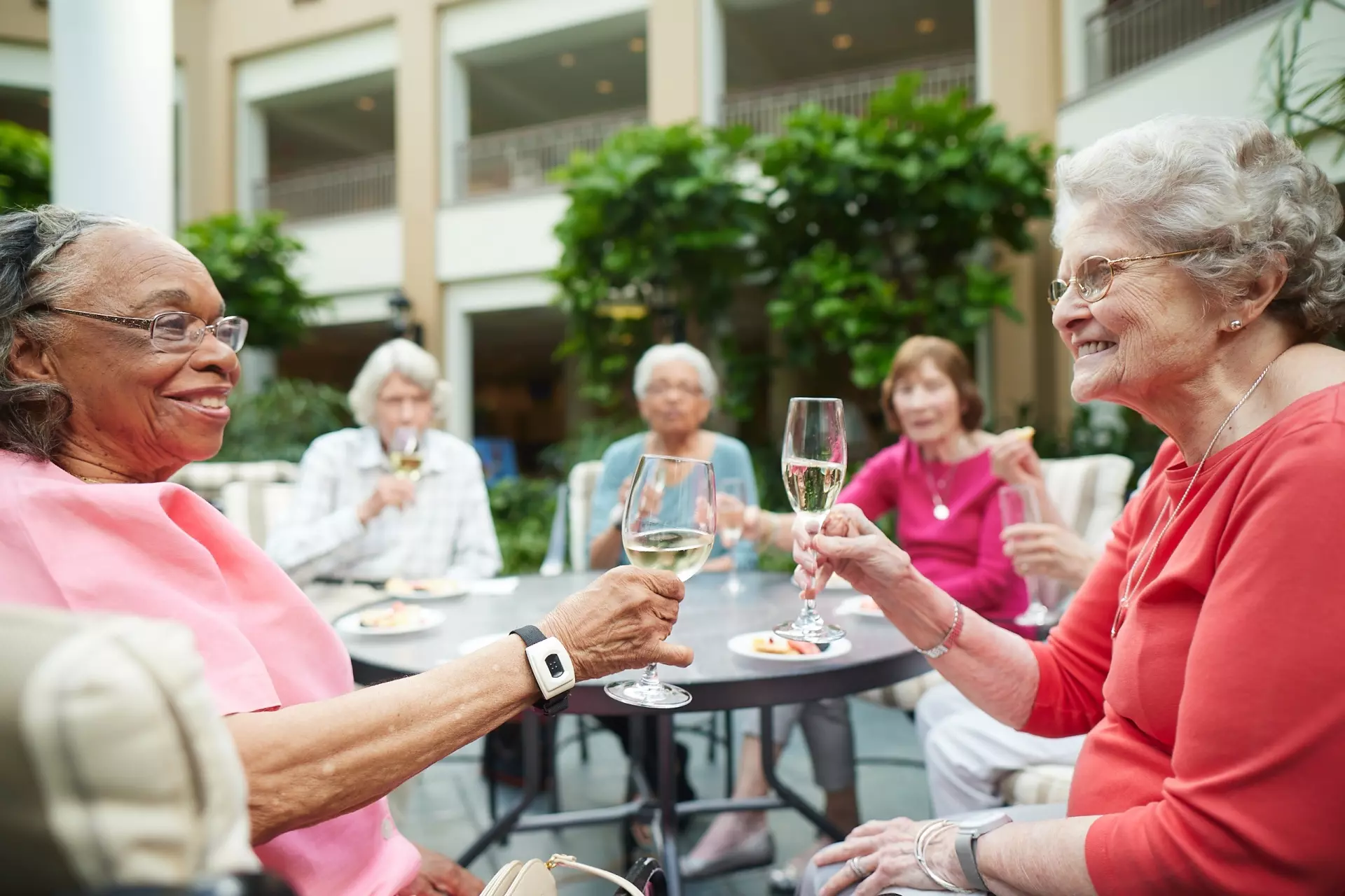 Senior women having drinks