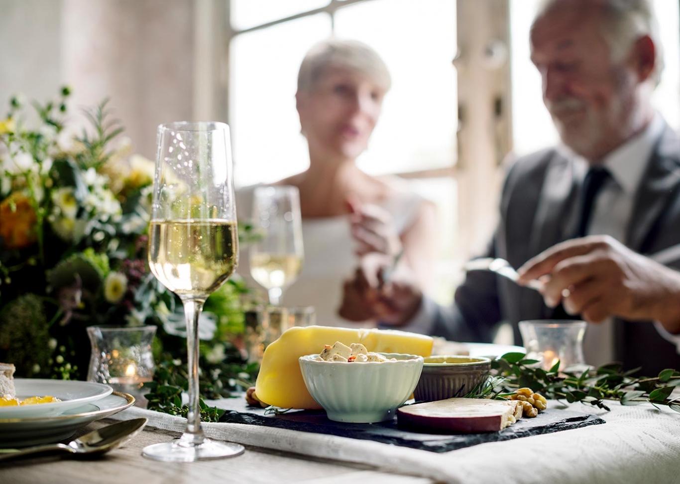 Senior couple having meal