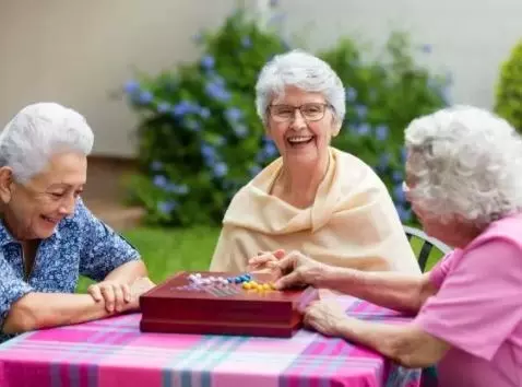 Seniors playing game outdoors