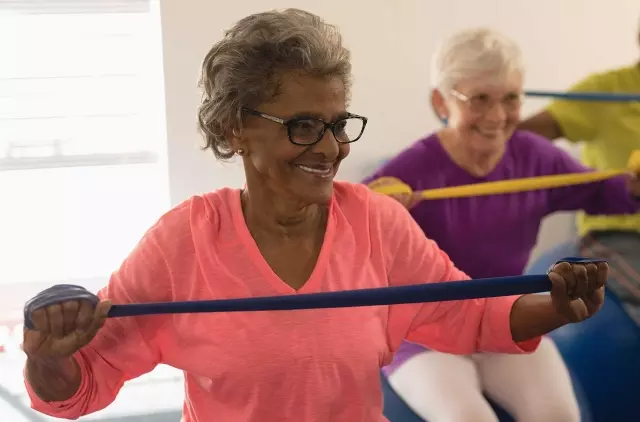 Senor women in exercise class