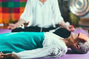 Senior woman participating in sensory stimulation