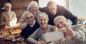 Older adults posing for selfie