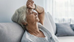 Senior woman distressed