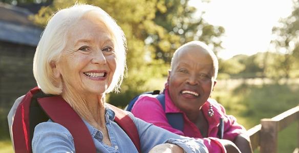 Senior women outside