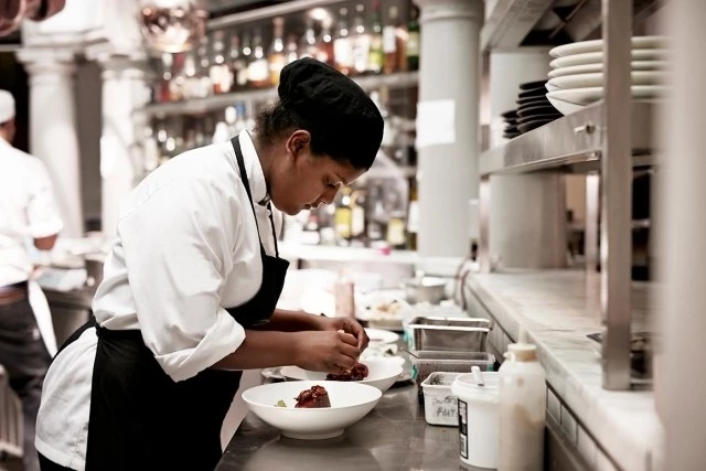 Chef preparing dishes in kitchen