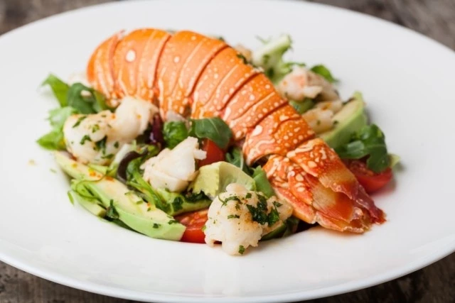 Lobster over salad