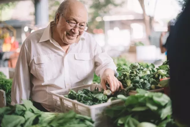 Senior man gardening