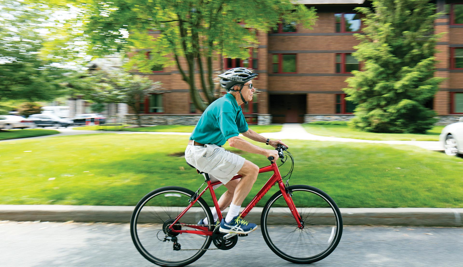 Resident riding his bike