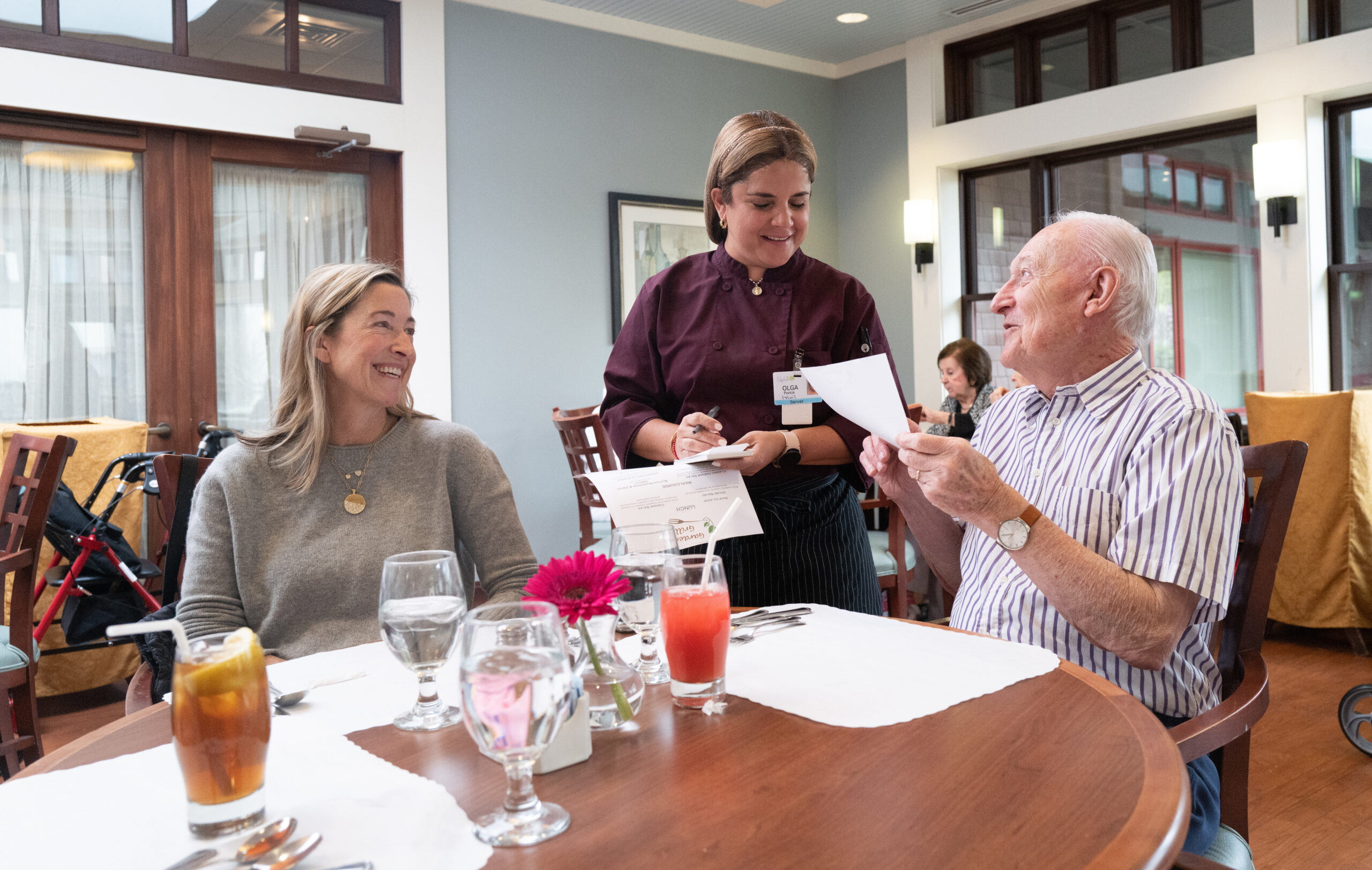 Father and daughter dining together