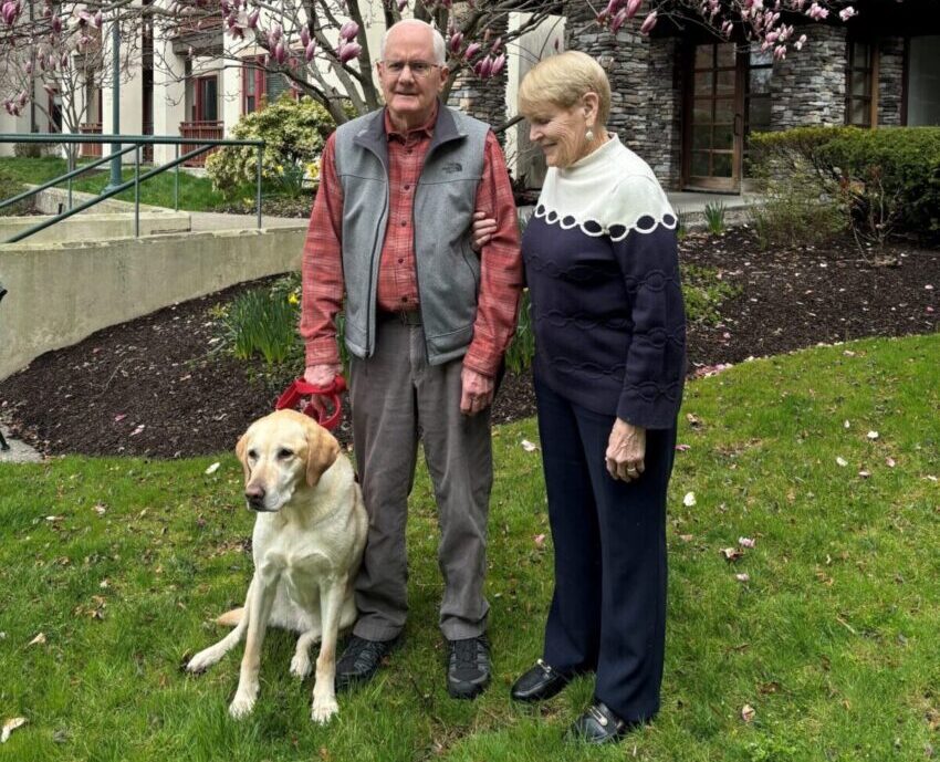 Edgehill residents Mike and Beverly with their dog.